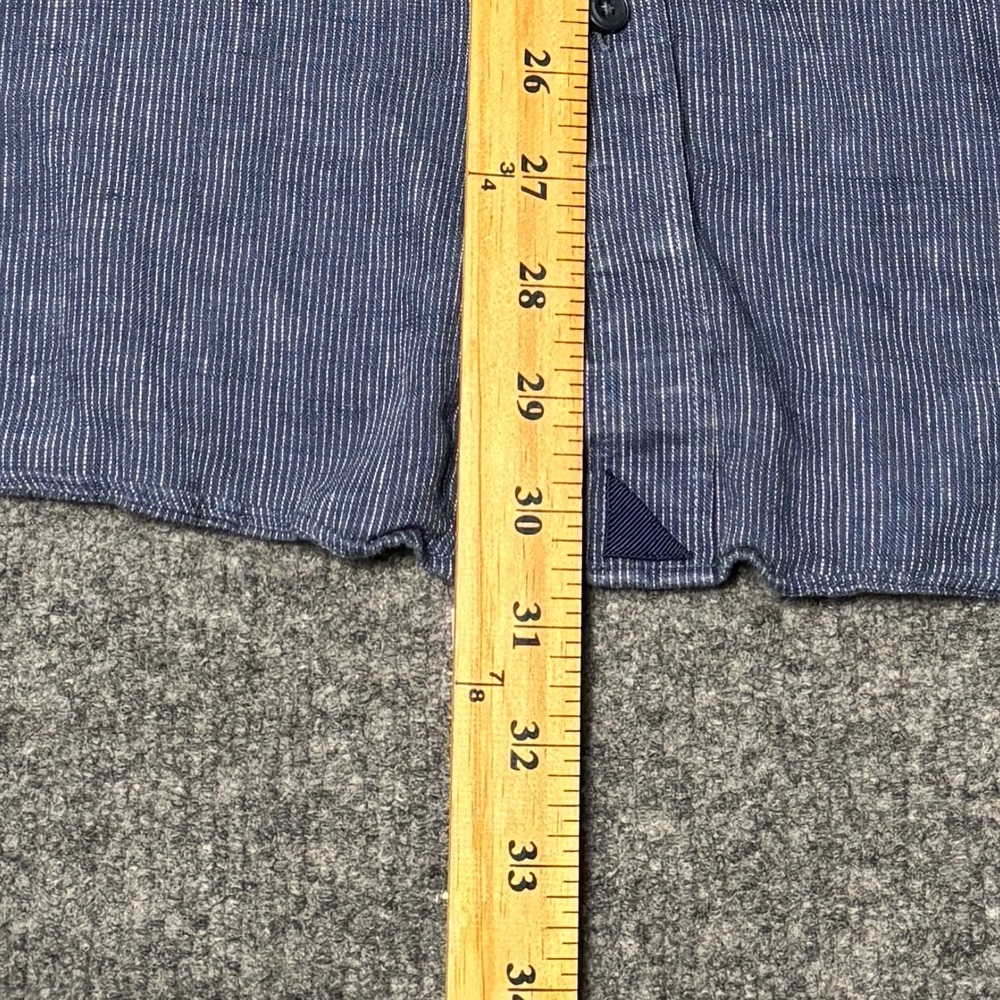 UNTUCKit Linen Shirt Mens XXL Blue Canon Striped Short Sleeve Relaxed Fit - Picture 11 of 14